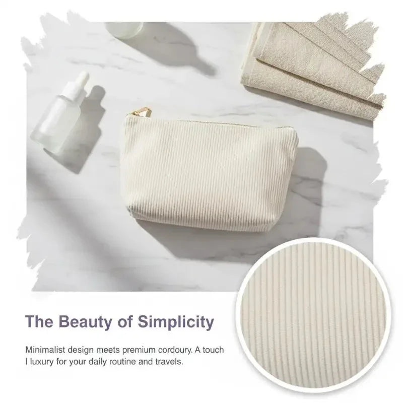 Large Corduroy Makeup Bag – Travel Cosmetic Organizer