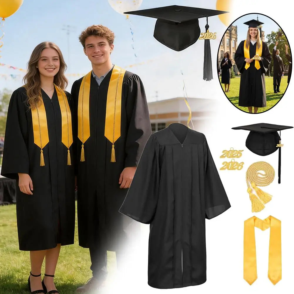 Unisex Graduation Cap & Gown Set – Academic Robe with Tassel