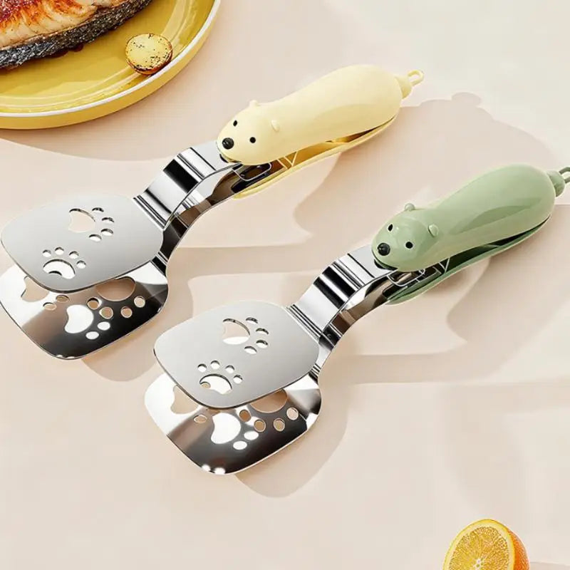 2-in-1 Stainless Steel Fish Spatula & Food Tongs | BBQ Kitchen