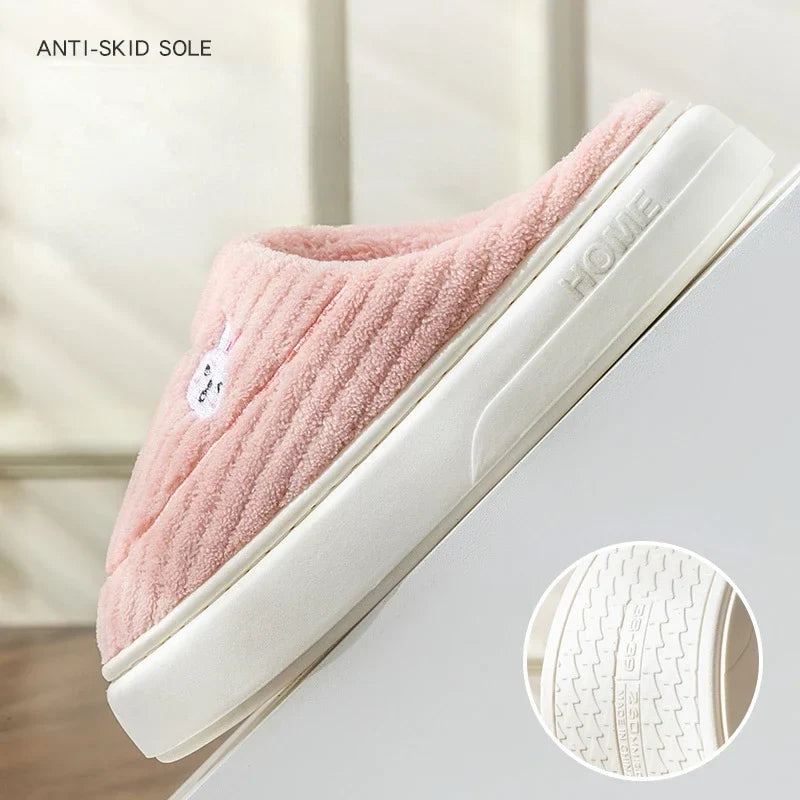 Men's Cotton Winter Slippers – Warm Anti-Slip Indoor Home Shoes