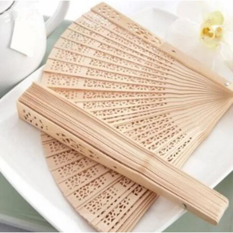 Sandalwood Folding Hand Fan 20cm – Hollow Wooden Carved Fan