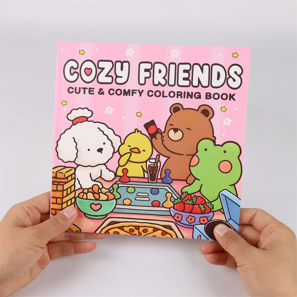 Halloween Coloring Book COZY FRIENDS Adults Teens Featuring Adorable