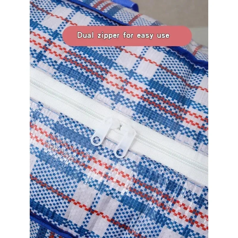 Foldable Large Capacity Woven Moving & Storage Bag – Blue