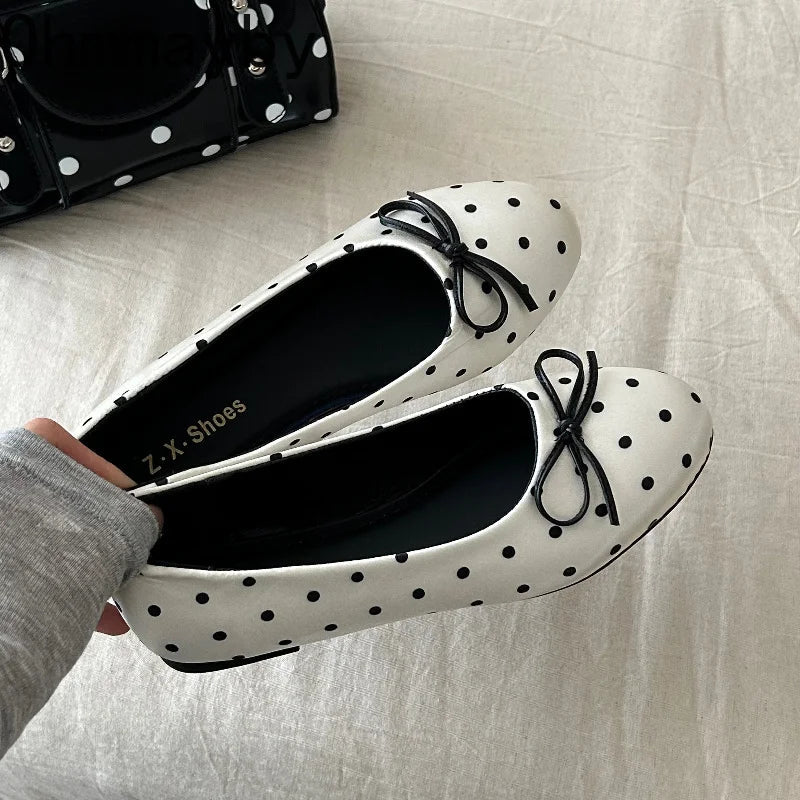 Polka Dot Women's Ballet Flats – Soft Sole Slip-On Dress Shoes