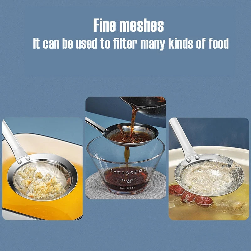 304 Stainless Steel Mesh Strainer with Long Handle | 4 Sizes