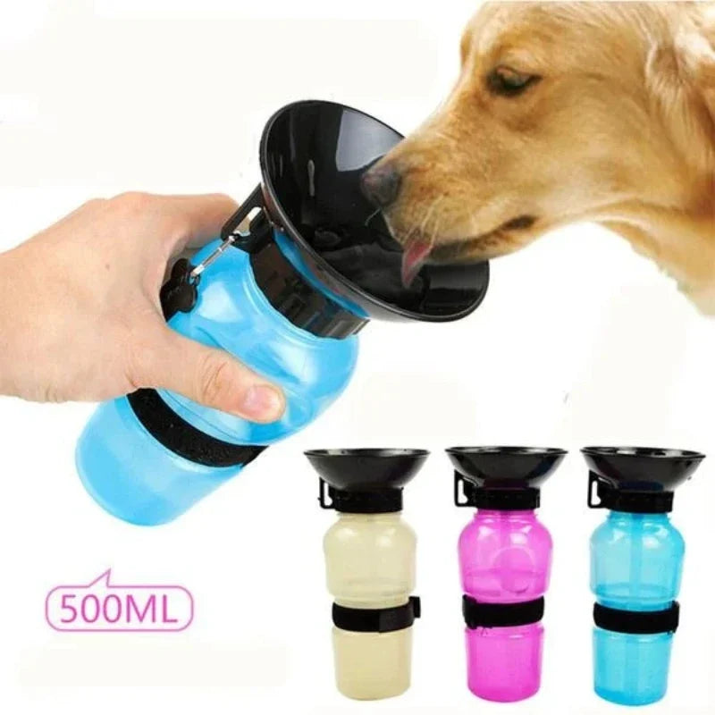 500ml Portable Pet Water Bottle & Travel Bowl for Dogs & Cats