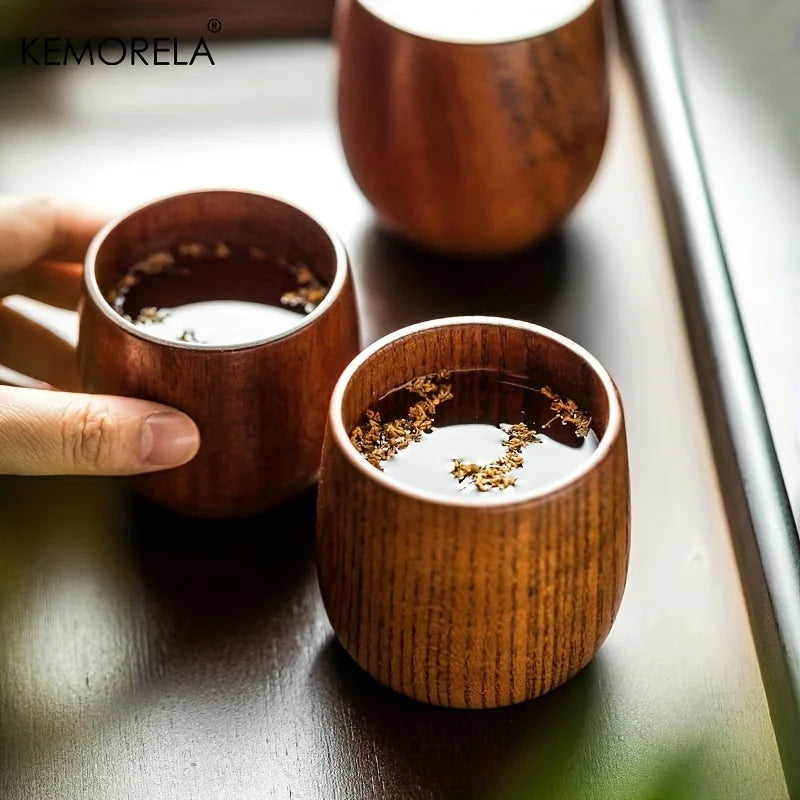 KEMORELA Japanese Wooden Tea Cups Set of 2 – 170ml