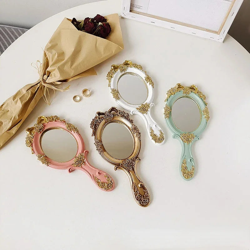 Vintage Handheld Makeup Mirror – Cute Resin Vanity Gift Mirror