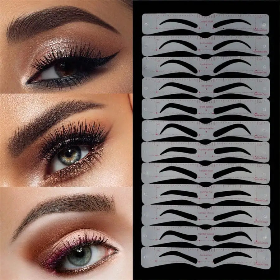 12 Reusable Eyebrow Stencils & Razor – DIY Brow Shaping Kit