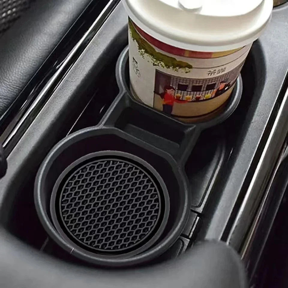 2-Pack Anti-Slip Car Cup Holder Coasters – Black PVC