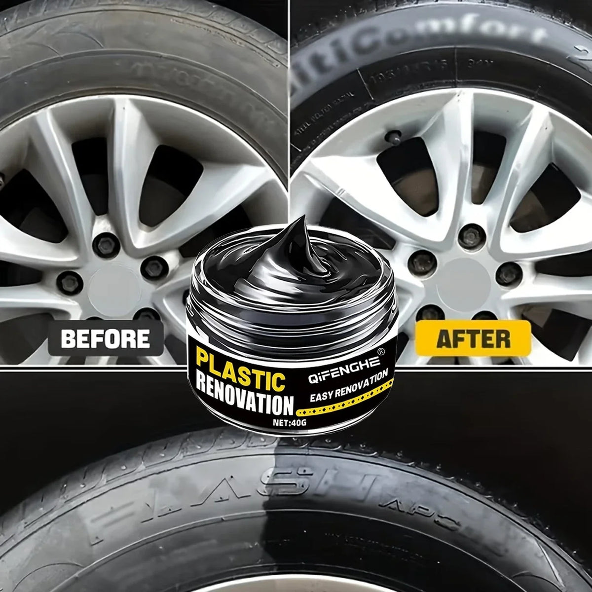 Glossy Black Paste for Car Trim & Interior – Anti-Fade, 40g