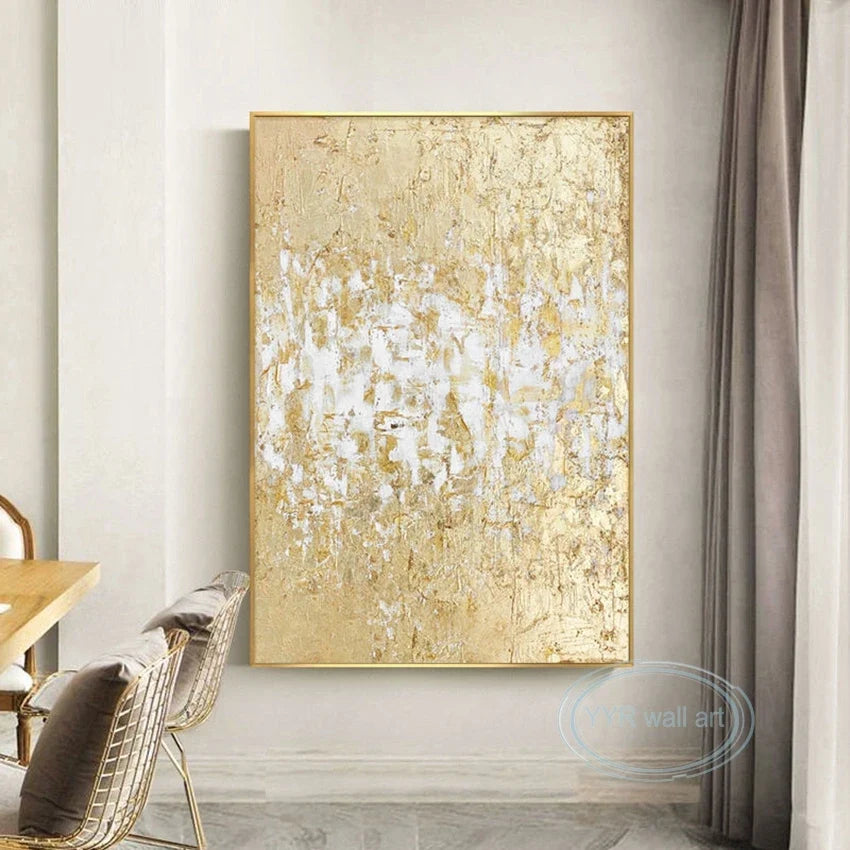 Handmade Gold Foil Abstract Oil Painting | Modern Nordic Wall Art