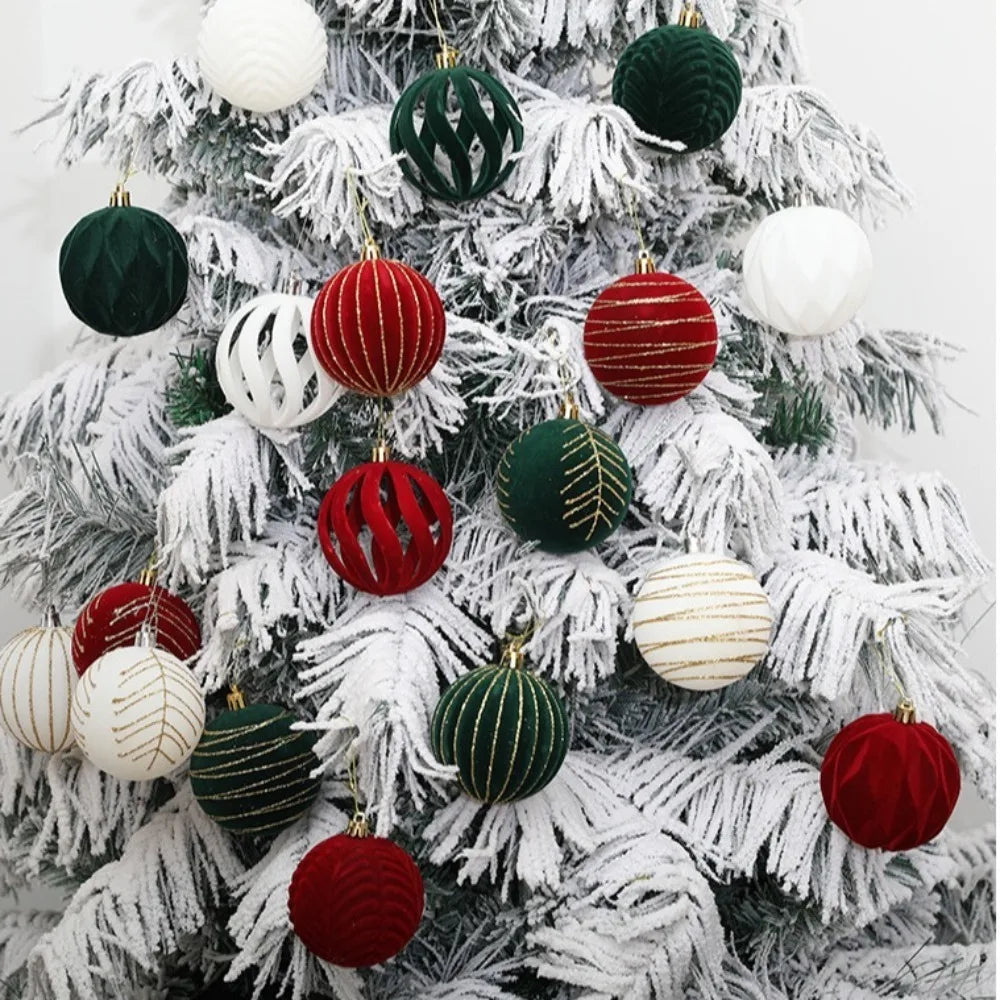 12-Pack Velvet Christmas Ball Ornaments – Gift Box Pendants