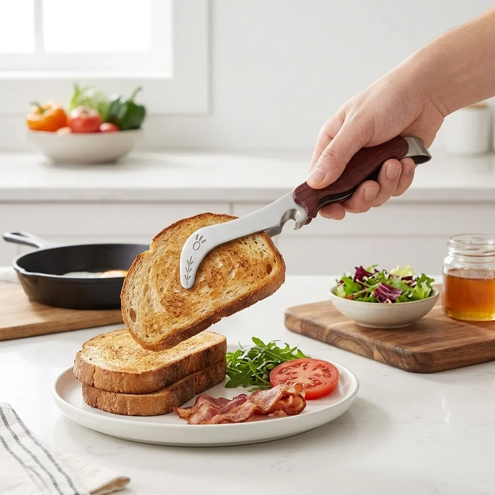 Deer Antler Food Tongs – Stainless Steel & Wood Grain Handle