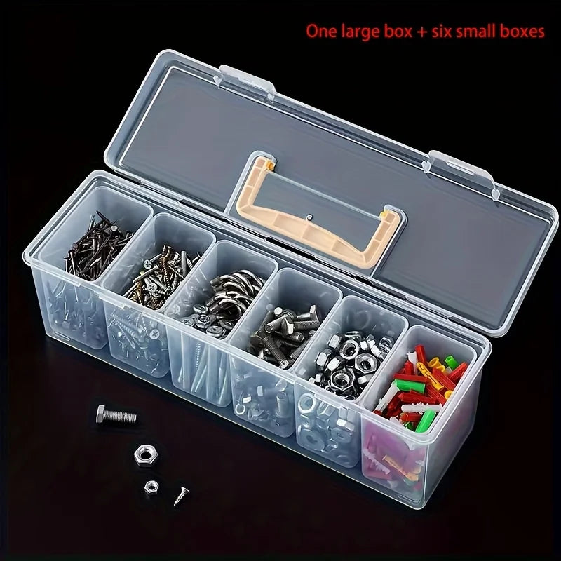 7-Piece Multi-Compartment Tool Parts Storage Box Organizer