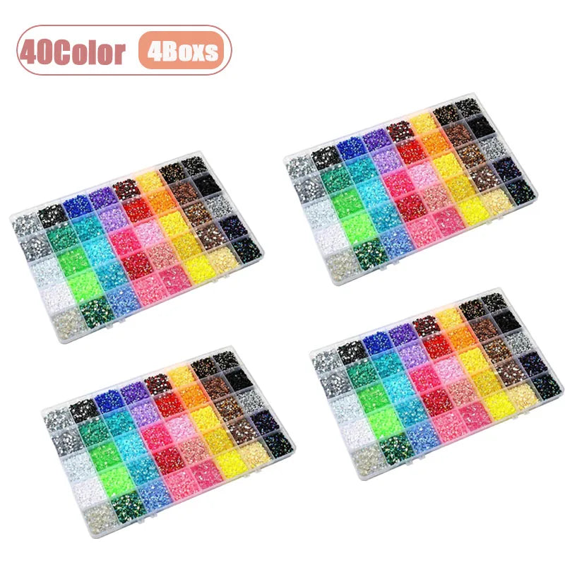 40-Color 3mm Flat Back Resin Rhinestones – 18,000+ Gem Kit