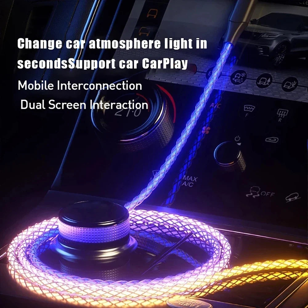 RGB 66W 6A USB-C Fast Charging Cable – Glowing Streamer Design