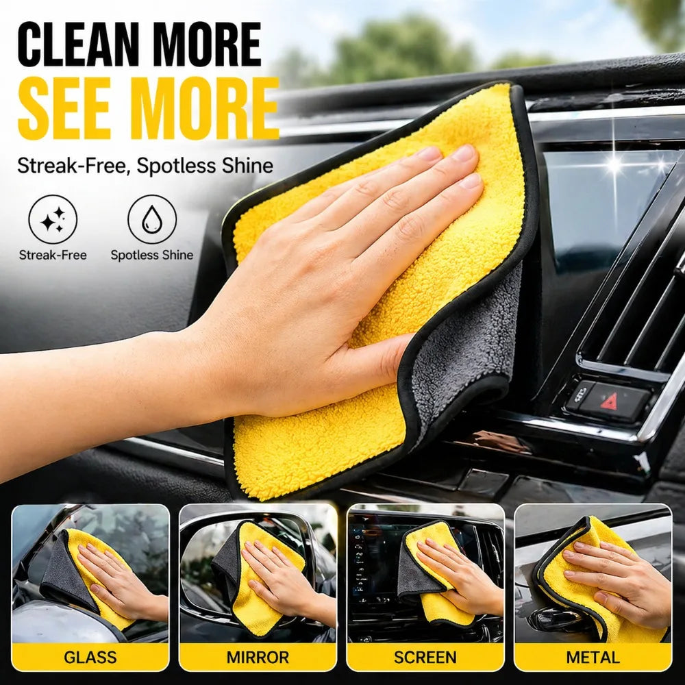Microfiber Cleaning Towels Double Layer Quick Dry – 1/3/6 Pack