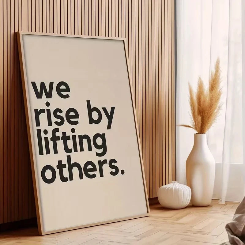 "We Rise By Lifting Others" Motivational Canvas Wall Art