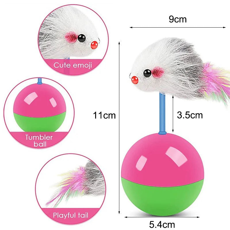 Tumbler Mouse Roly Poly Cat Toy – Feather Interactive Pet Toy