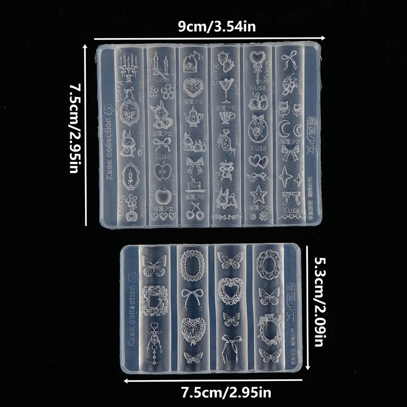 3D Silicone Nail Art Mold – Bow, Rabbit, Flower & Moon DIY