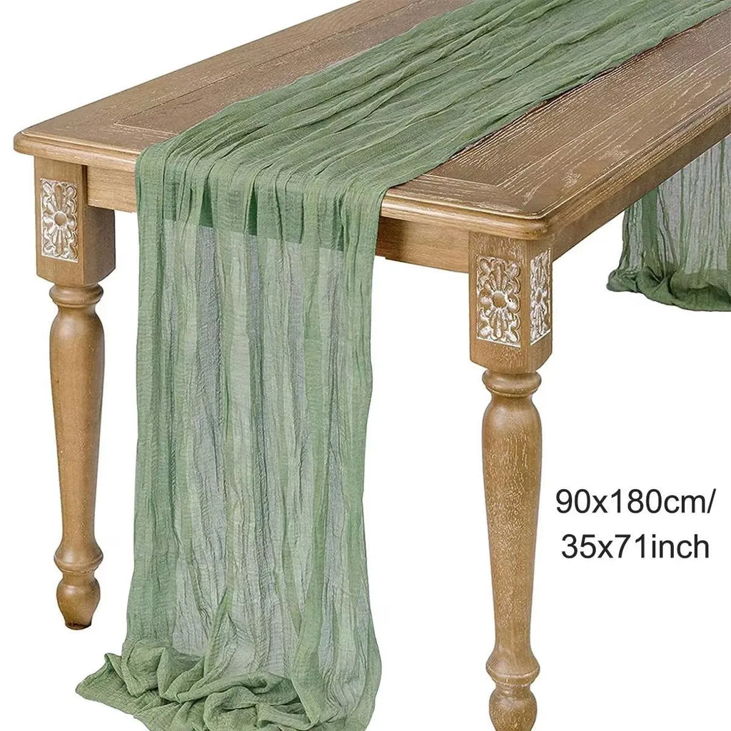Sage Cheesecloth Gauze Table Runner – Wedding & Party Decor