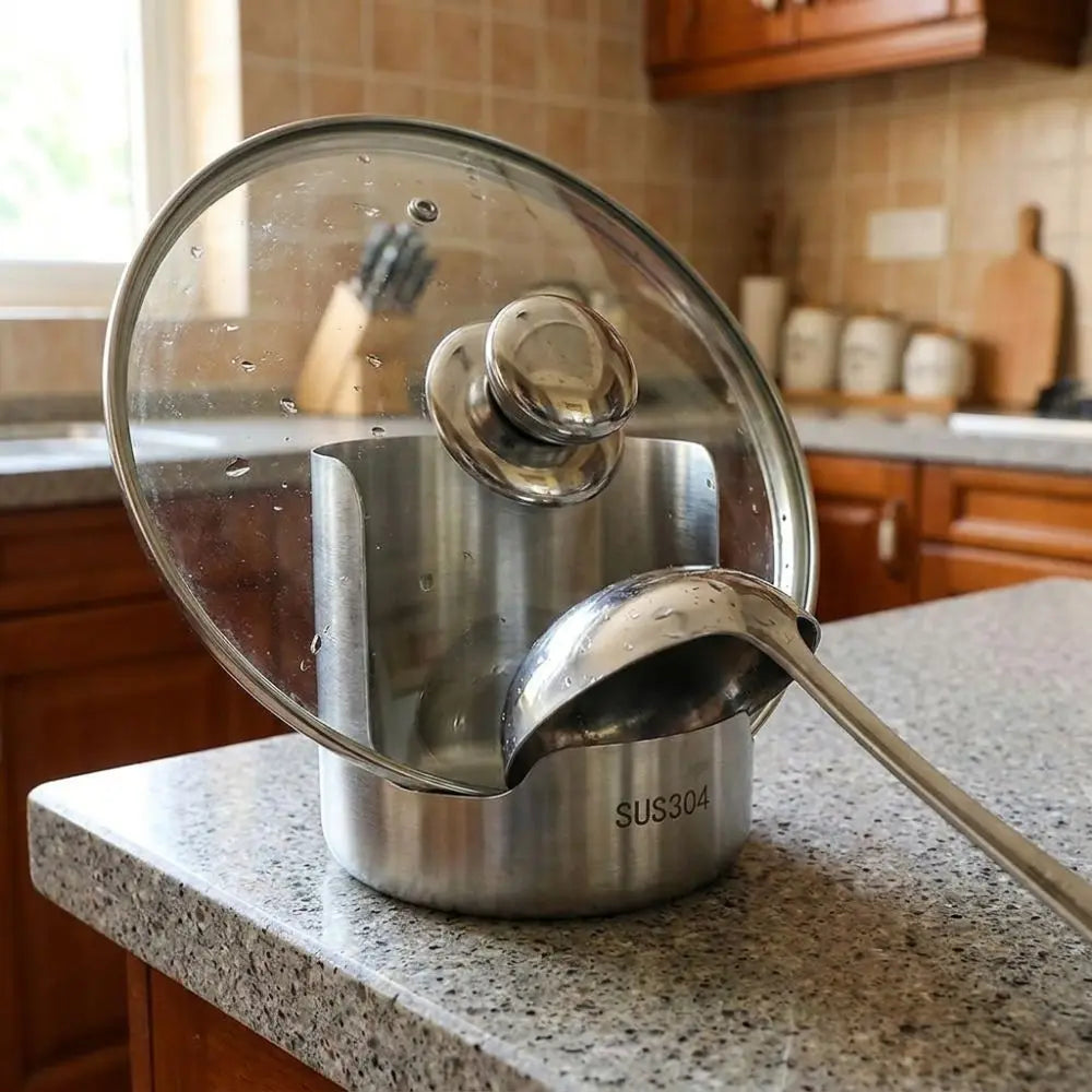 Stainless Steel Pot Lid & Utensil Holder Rack for Counter