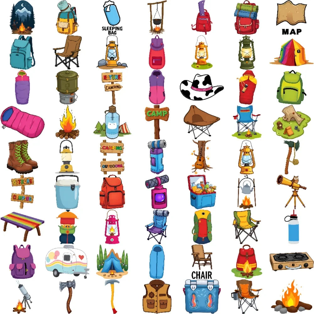 63pcs Camping Outdoor Temporary Tattoo Stickers for Kids & Boys