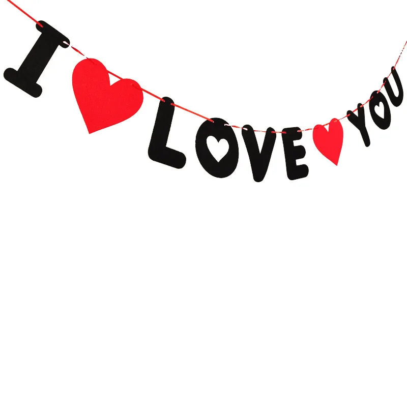 Valentine Hanging Banner Garland Bunting Red Love Heart Paper Door