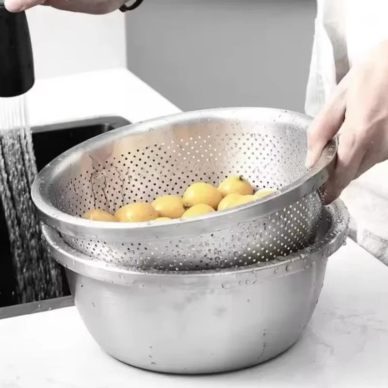 Multi Functional Stainless Steel Vegetable Bowl Egg Mixing Drain