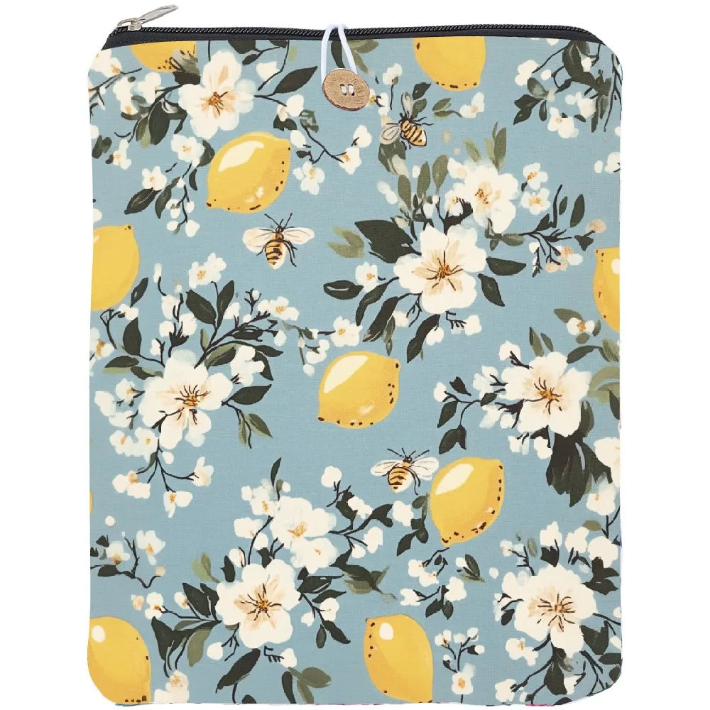 Polyester Book Cover Notebook Wrap with Button – Lemon Print