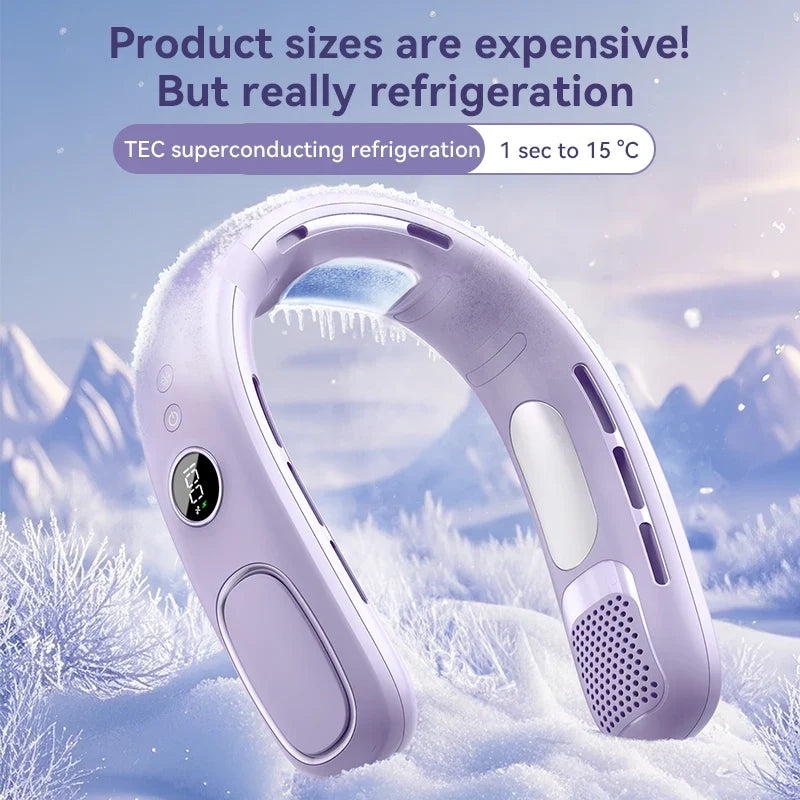 Bladeless Neck Fan 2026 – Portable Wearable Cooler Digital Display