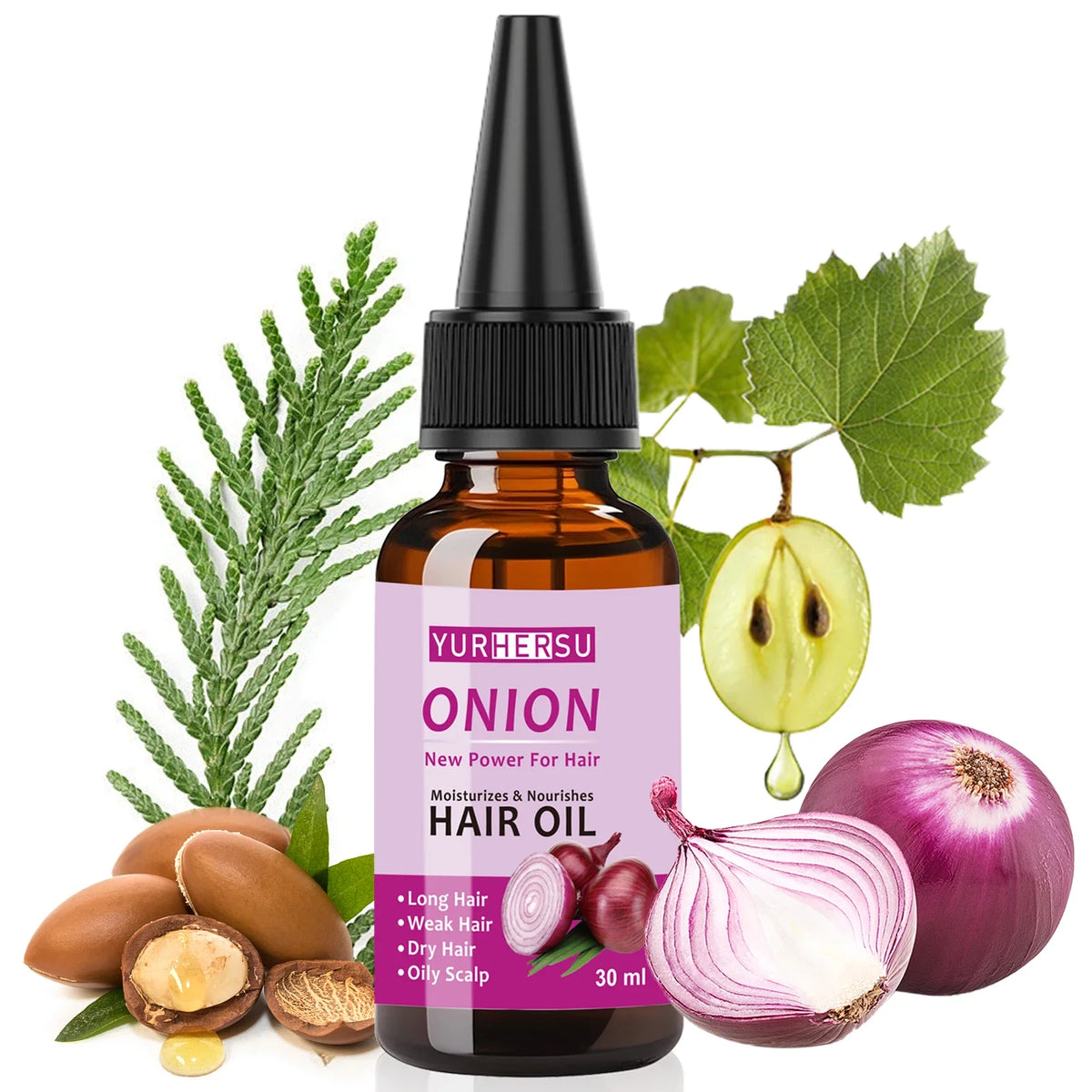 YURHERSU Onion Hair Oil – Pure Natural Hair Growth Treatment