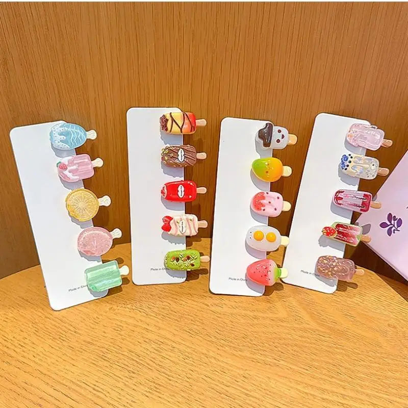 10Pcs Ice Cream Mini Duckbill Hair Clips for Women | Cute Set