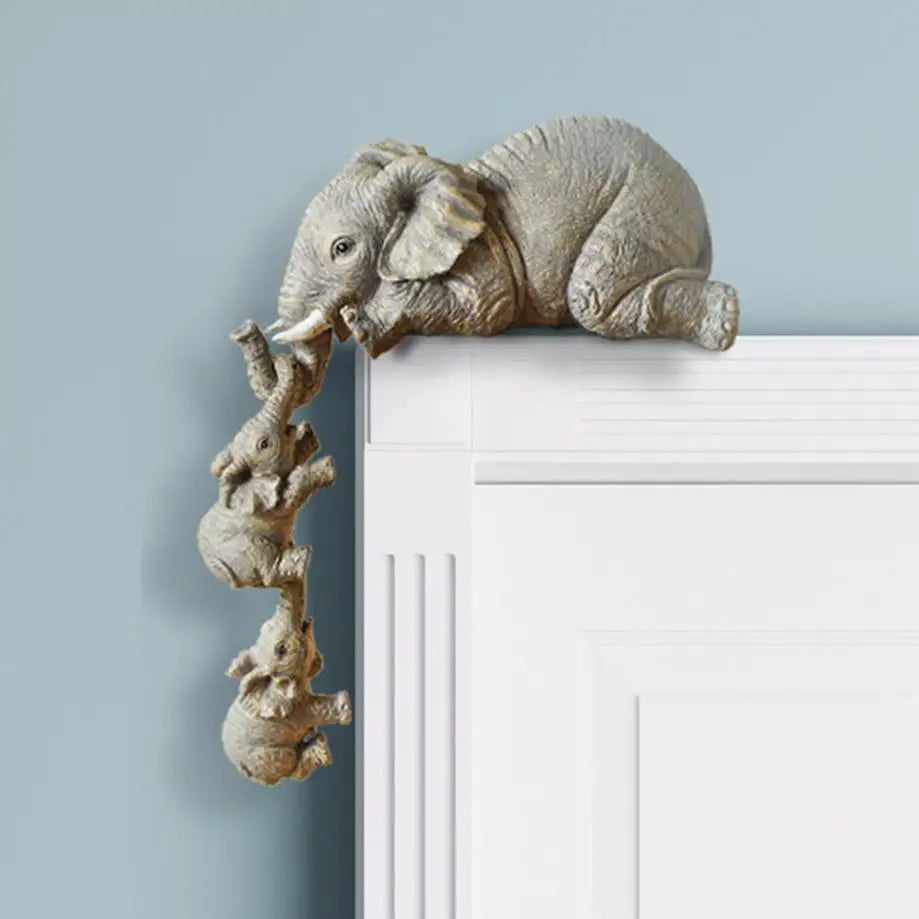 Elephant Figurines Set of 3 – Shelf Edge Resin Home Décor