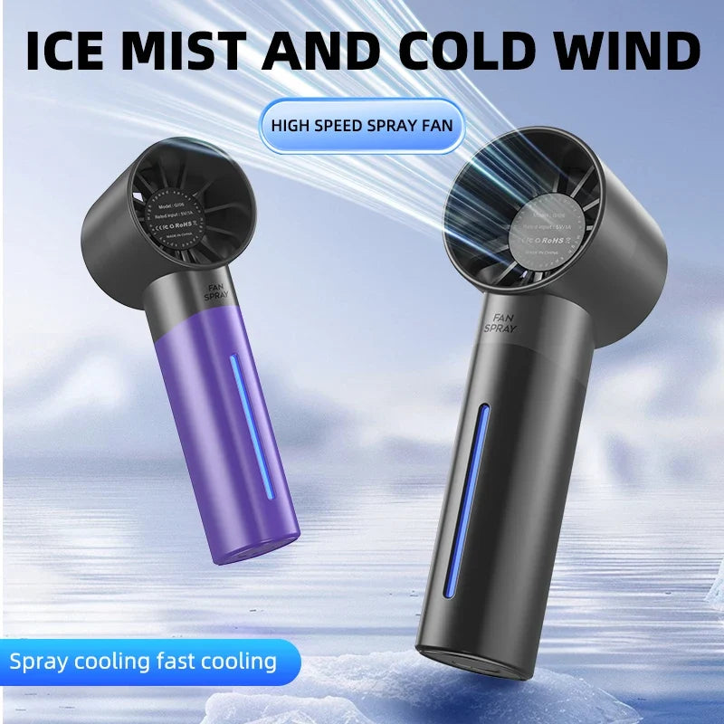 Portable Handheld Mist Fan | 5-Speed USB Rechargeable Spray Fan