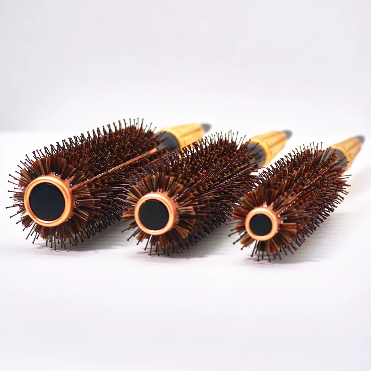 Boar Bristle Round Brush – Wood Handle Anti-Static Hair Comb