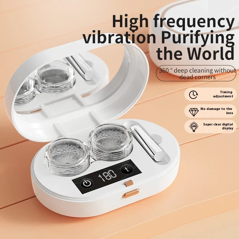 Portable Auto Fold Ultrasonic Lens Cleaner Daily Care Sanitation