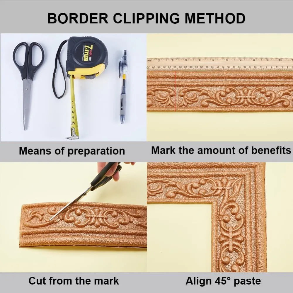 3D Peel & Stick Foam Wall Trim 82.5" – Brown Molding Border