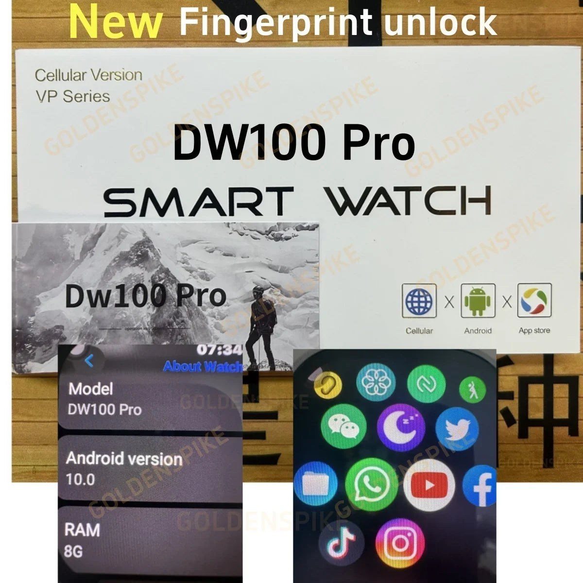 GOLDENSPIKE DW100 Pro 4G Android Smartwatch | AMOLED 128GB GPS