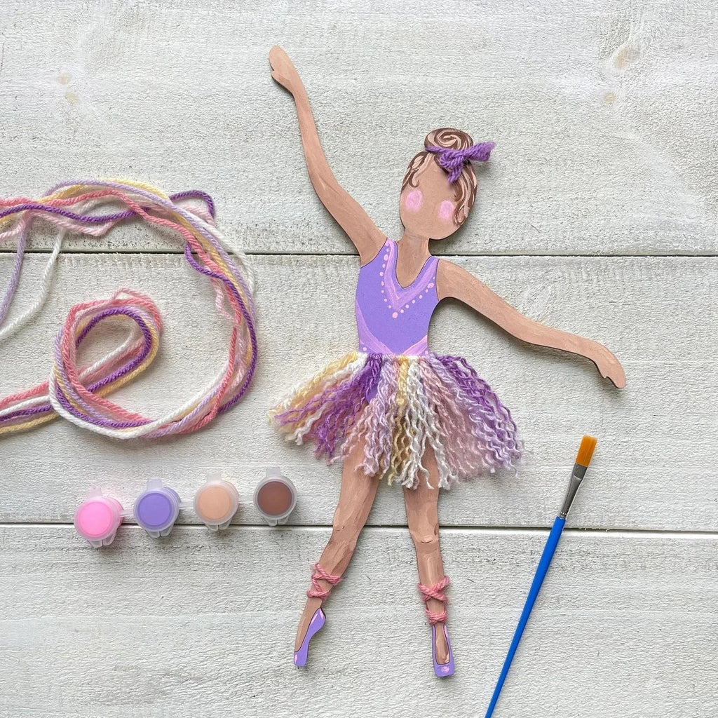 Ballerina Self-Portrait Wood Craft Kit – Paint & Yarn Included