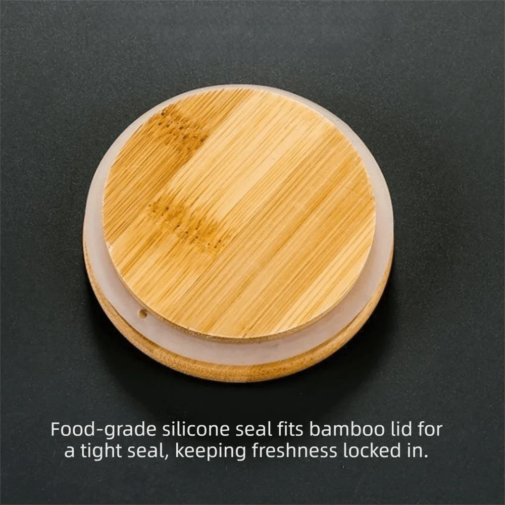 Airtight Glass Storage Jars with Bamboo Lid & Wooden Spoon