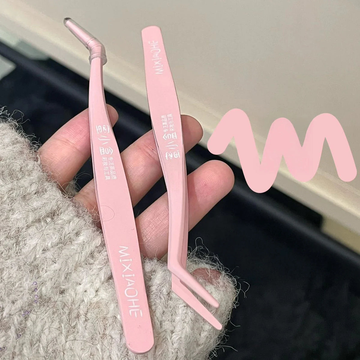 Pink Lash Extension Tweezers | Non-Stick Stainless Steel