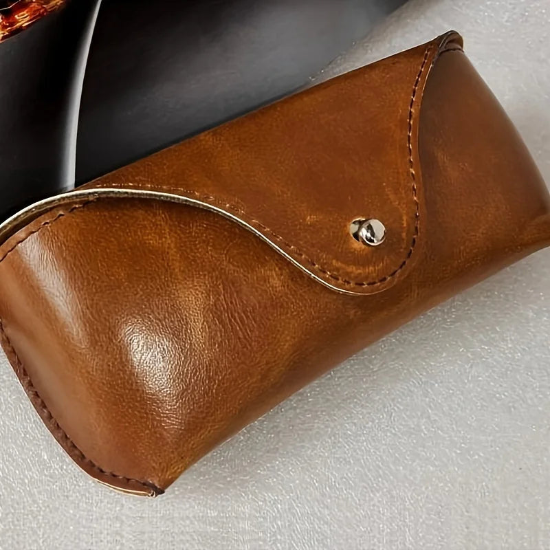 Faux Leather Eyewear Case Portable Snap Button Glasses Box Handmade