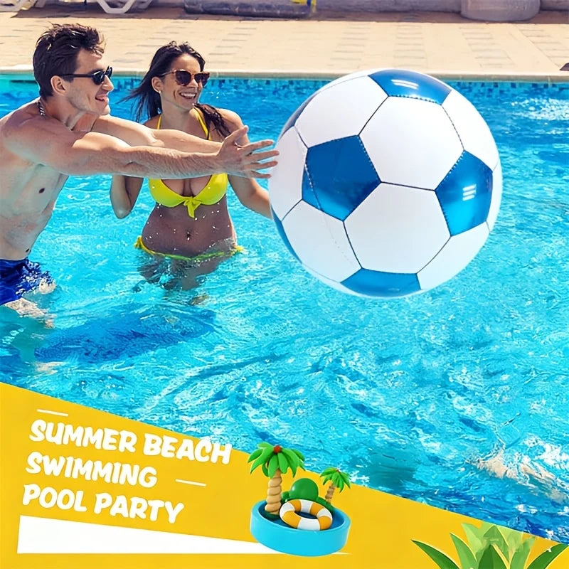 Large 4D Blue Soccer Foil Balloon Giant Round Film Birthday Gender