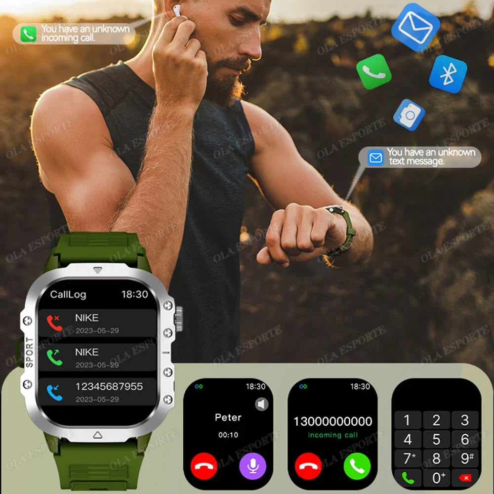 Outdoor Sports Smart Watch 2.01" HD Bluetooth Calling & LED