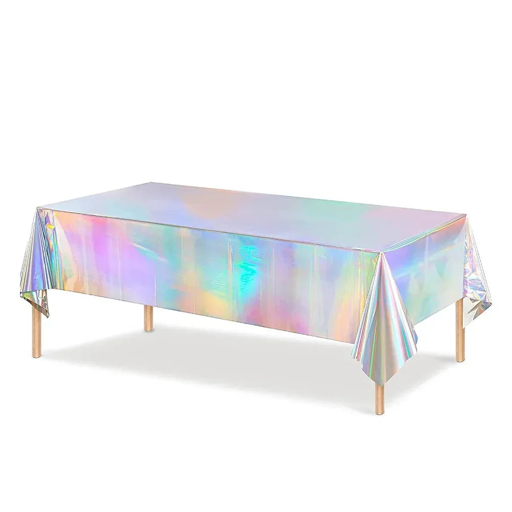 Iridescent Holographic Party Tablecloth 137x274cm | Waterproof