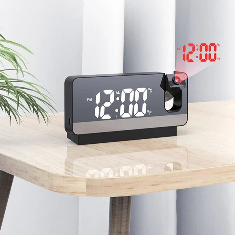 LED Digital Projection Alarm Clock | Silent Bedside Desk Clock