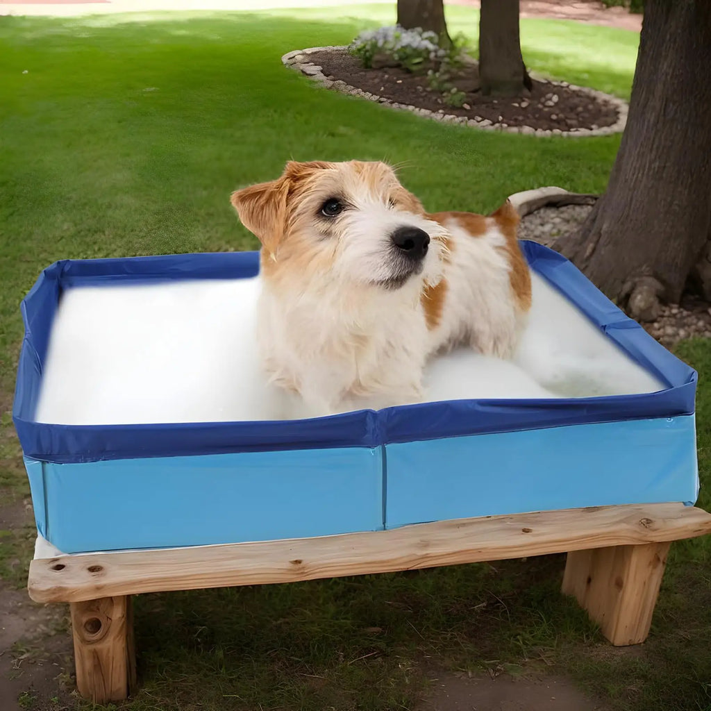 Foldable PVC Dog Bath Tub – Anti-Slip Square Pet Pool