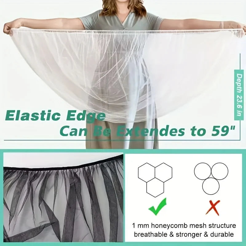 White Stretchy Mosquito Net Strollers Cribs Breathable Polyester